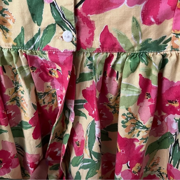 Recollections dress Medium Yellow pink floral Retro 50s womens 100% Cotton USA - Picture 8 of 11